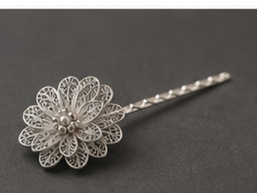 Silver Filigree Flower Hairpin